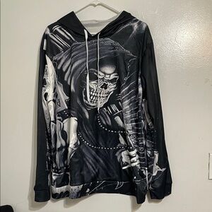 Men's Black and White Graphic Hoodie